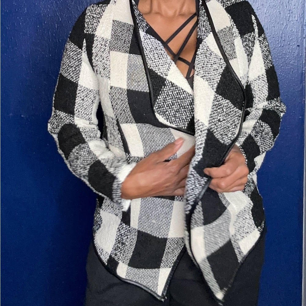 Black and White Plaid Women's Blazer